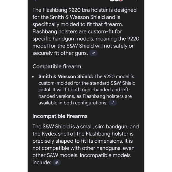 Flashbang Holster, Bra Holster 9220-SHIELD-10 S&W, Right Hand, Black, New - Picture 8 of 8